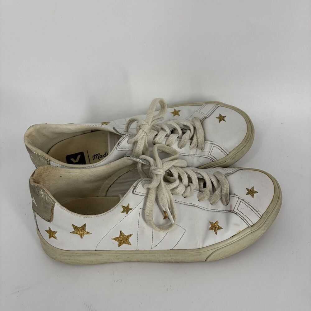 Veja Shoes Size 7 Womens White Leather Madewell Esplar Embroidered Star Sneaker